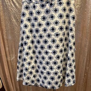 LOFT Navy and White A-Line Skirt